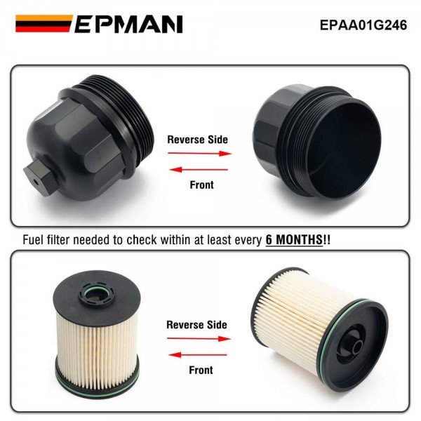 EPMAN Aluminum Billet Fuel Filter Housing Cap For Chevy/GMC 6.6L L5P Duramax Diesel 134001 2500HD 3500HD 2017-2020 (With TP1015 Fuel Filter) EPAA01G246