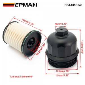 EPMAN Aluminum Billet Fuel Filter Housing Cap For Chevy/GMC 6.6L L5P Duramax Diesel 134001 2500HD 3500HD 2017-2020 (With TP1015 Fuel Filter) EPAA01G246