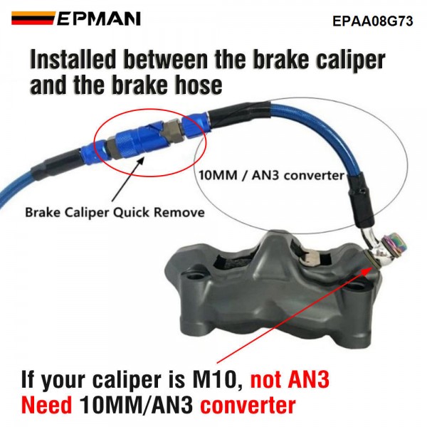 EPMAN Universal AN3 Motorcycle Brake Line Hose Fluid Quick Release Connect Fitting Adapter Kit for Yamaha Brake Cable EPAA08G73 EPMAN Universal AN3 Motorcycle Brake Line Hose Fluid Quick Release Connect Fitting Adapter Kit for Yamaha Brake Cable EPAA08G73