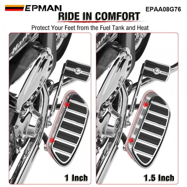 EPMAN Motorcycle Driver Floorboard Extensions For Touring Electra Glide / Road Glide/Road King/Street Glide for 2009-2023 1" & 1.5" Black Spacers EPAA08G76