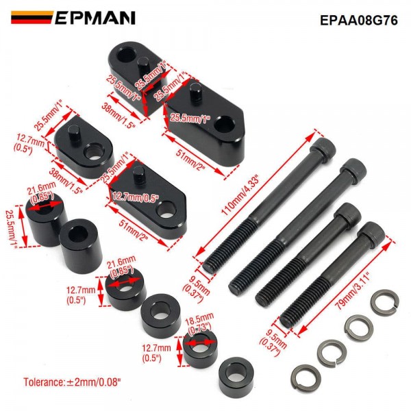 EPMAN Motorcycle Driver Floorboard Extensions For Touring Electra Glide / Road Glide/Road King/Street Glide for 2009-2023 1" & 1.5" Black Spacers EPAA08G76