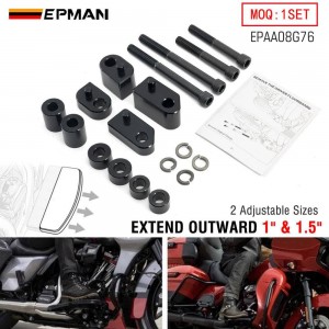 EPMAN Motorcycle Driver Floorboard Extensions For Touring Electra Glide / Road Glide/Road King/Street Glide for 2009-2023 1" & 1.5" Black Spacers EPAA08G76