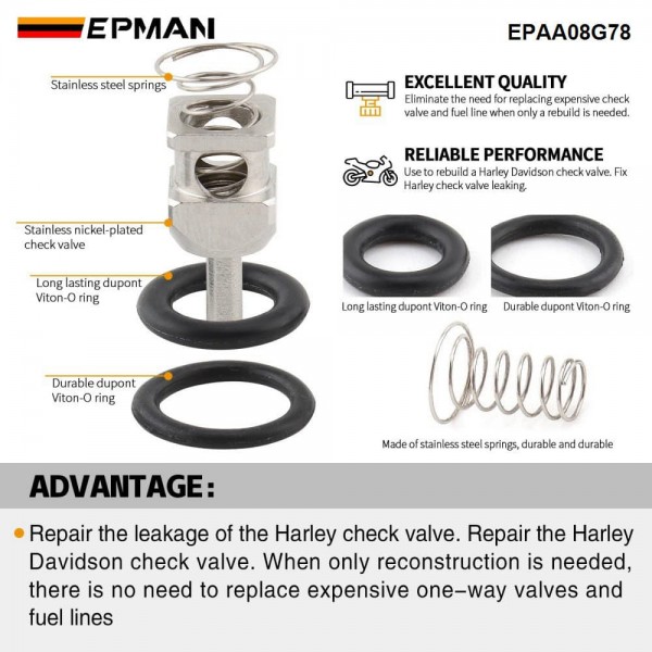 EPMAN Fuel Tool Kit Replacement for Harley Davidson Tool Kit EFI Check Valve Rebuild Kit compatible with Harley Davidson 2001-2022 EPAA08G78