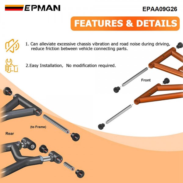EPMAN A-Arm Bushing Kit Heavy Duty Control Arm Bushing Kit For Polaris Ranger XP 900 2013+ For Polaris Ranger 1000 XP Crew 2017-2018 For Polaris Ranger 1000 Diesel 2015-2018 EPAA09G26 EPMAN A-Arm Bushing Kit Heavy Duty Control Arm Bushing Kit For Polaris Ranger XP 900 2013+ For Polaris Ranger 1000 XP Crew 2017-2018 For Polaris Ranger 1000 Diesel 2015-2018 EPAA09G26