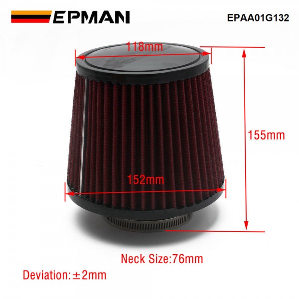 EPMAN Red Cold Air Intake Kit Heat Shield Filter For VW Golf GTI MK6 2.0 TFSI EA113 11-12 EPAA01G132