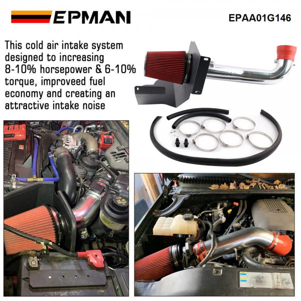 EPMAN Cold Air Intake Pipe Kit+Heat Shield for Chevrolet GMC Cadillac 5.3L 6.2L V8 Engine 2014-2019 EPAA01G146