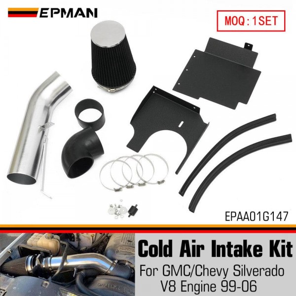 EPMAN Cold Air Intake Tube + Heat Shield for GMC/Chevy /Chevrolet V8 4.8L/5.3L/6.0L Silverado 1500/2500/3500 1999-2006 EPAA01G147