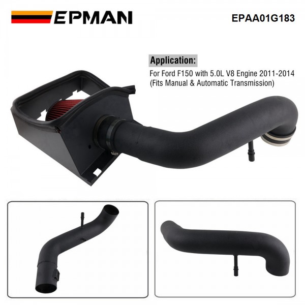 EPMAN 3.5" Heat Shield Cold Air Intake Induction Kit+Filter For Ford F150 5.0L V8 11-14 EPAA01G183