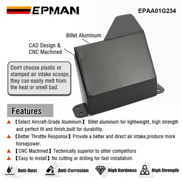 EPMAN Aluminum Heat Shield Cover For BMW M2 M3 M4 1 2 3 4 Series F30 320  F80 F82 N20 Cold Air Scoops Intake EPAA01G234