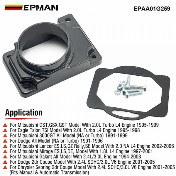 EPMAN 3" Mass Air Flow Sensor Intake Adapter Plate For Galant For Mitsubishi 2.4L L4 / 3.0L V6 94-03 EPAA01G259