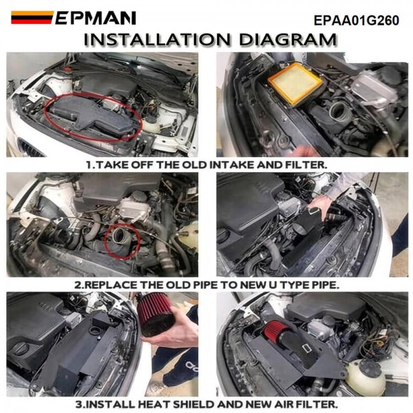 EPMAN Turbo Air Intake System With Aluminum Pipe, Filter,Accessories For BMW 228i 320i 328i 420i 428i F22 F30 F32 2012-2016 EPAA01G260