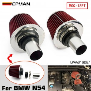EPMAN High-Performance 2.25" HiFlow Twin Cone Air Filter Kit for BMW N54 - Compatible with E82, E89, E90, E92, E93 335i, 335xi, 135i 3.0L Models EPAA01G267