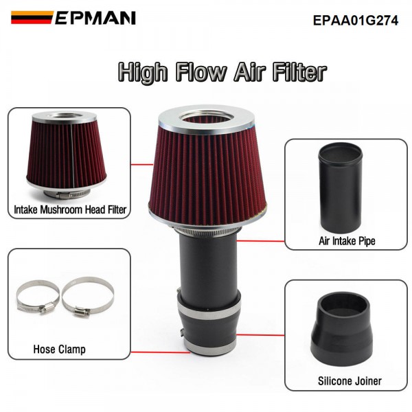 EPMAN Short Intake Pipe Cold Air Intake Piping Kit with Filter for VW Jetta Beetle Golf for Audi TT/TT Quattro Turbo Engine EPAA01G274