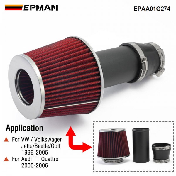 EPMAN Short Intake Pipe Cold Air Intake Piping Kit with Filter for VW Jetta Beetle Golf for Audi TT/TT Quattro Turbo Engine EPAA01G274