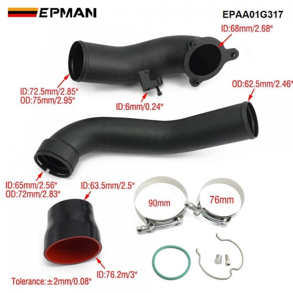 EPMAN Intercooler & Intake Charge Pipe Upgrade Kit 3" Aluminum For BMW F22 F23  F32 F33 F34 F30 F36 G12 G32 G30 B58 EPAA01G317