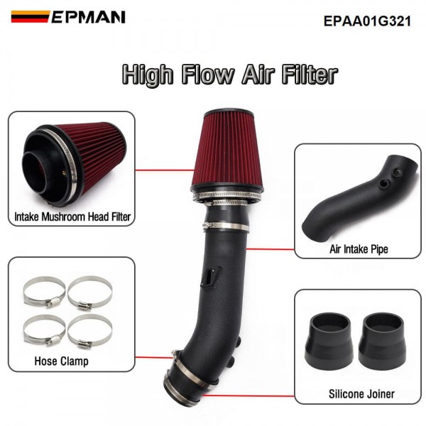 EPMAN Cold Air Intake Kit for Toyota Tundra Sequoia 5.7L V8 2012-2021 - Aluminum Tube + Reusable Oiled Cotton Filter - No Tune Required EPAA01G321