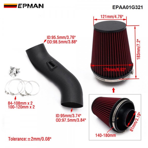 EPMAN Cold Air Intake Kit for Toyota Tundra Sequoia 5.7L V8 2012-2021 - Aluminum Tube + Reusable Oiled Cotton Filter - No Tune Required EPAA01G321