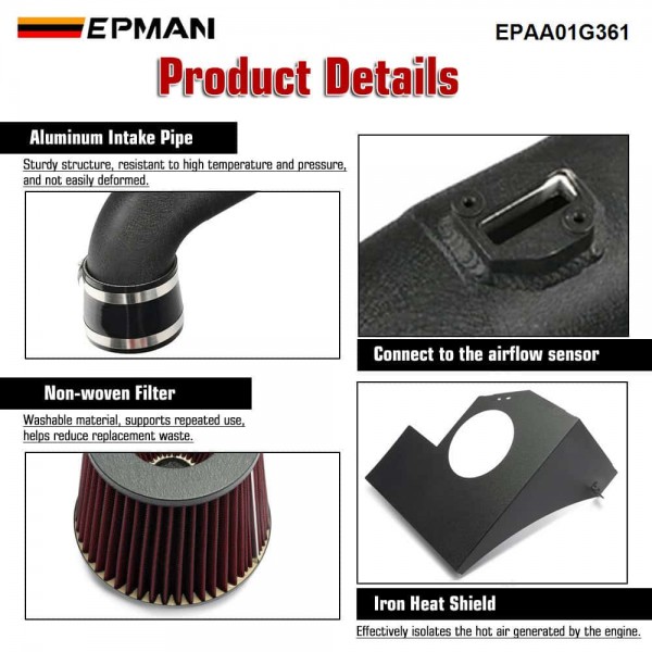 EPMAN B58 Cold Air Intake System For BMW M140i M240i 340i 440i F30 F32 F-Series 3.0L Turbo LHD RHD Aluminum Induction Kit EPAA01G361