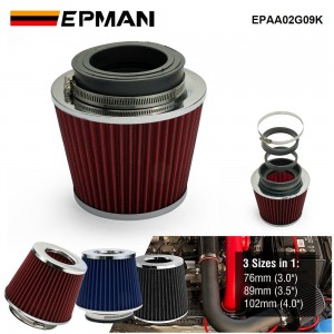 2.75 Inlet (70mm) Air Intake Chrome Open Top Air Filter Universal (Red)