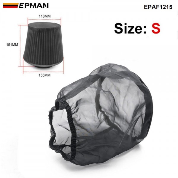 EPMAN Universal Car Cone Air Filter Protective Cover Waterproof Oilproof Dustproof for High Flow Air Intake Filters Black 