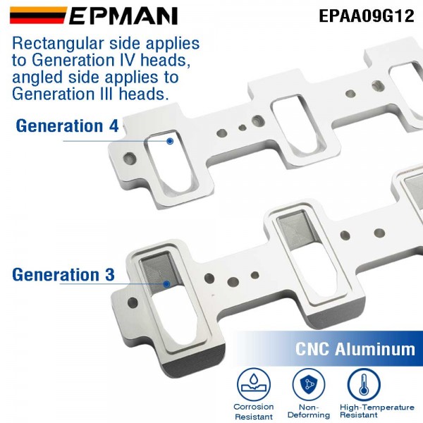 EPMAN Rectangle Intake Manifold Adapter Plates For LS1 Cathedral Port Cylinder Head to LS3 LSA ZL1 CTS-V Silver EPAA09G12 EPMAN Rectangle Intake Manifold Adapter Plates For LS1 Cathedral Port Cylinder Head to LS3 LSA ZL1 CTS-V Silver EPAA09G12