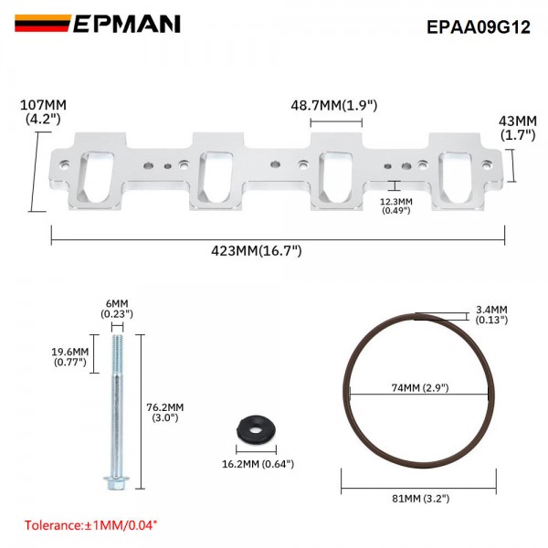 EPMAN Rectangle Intake Manifold Adapter Plates For LS1 Cathedral Port Cylinder Head to LS3 LSA ZL1 CTS-V Silver EPAA09G12 EPMAN Rectangle Intake Manifold Adapter Plates For LS1 Cathedral Port Cylinder Head to LS3 LSA ZL1 CTS-V Silver EPAA09G12