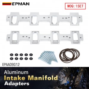 EPMAN Rectangle Intake Manifold Adapter Plates For LS1 Cathedral Port Cylinder Head to LS3 LSA ZL1 CTS-V Silver EPAA09G12