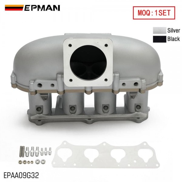 EPMAN Centerfeed Intake Manifold - Cast Aluminum + CNC, 90mm Opening, Silver or Black, FOR K20/K24 & K-Swap EPAA09G32