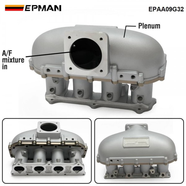 EPMAN Centerfeed Intake Manifold - Cast Aluminum + CNC, 90mm Opening, Silver or Black, FOR K20/K24 & K-Swap EPAA09G32