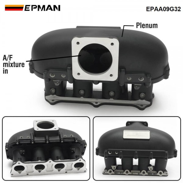 EPMAN Centerfeed Intake Manifold - Cast Aluminum + CNC, 90mm Opening, Silver or Black, FOR K20/K24 & K-Swap EPAA09G32