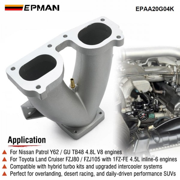 EPMAN Cast Aluminum Y-Pipe Manifold Intake Oval for Nissan TB48 For Toyota 1FZ 4500 Turbo Upgrade EPAA20G04K