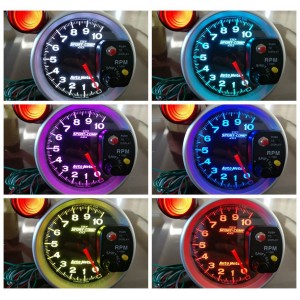 WHITE BOX AUTO-METER 5" 12V Black Car RPM 10000K Tachometer Meter Gauge 7 Color LED Shift Light TK-3699R