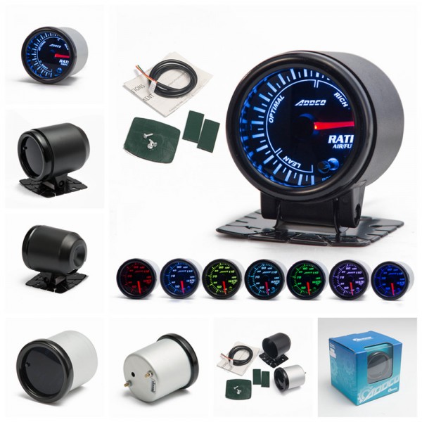 Car Auto 12V 52mm/2" 7 Colors Universal  Car Auto Air Fuel Ratio Gauge Meter LED With Holder AD-GA52AIRF