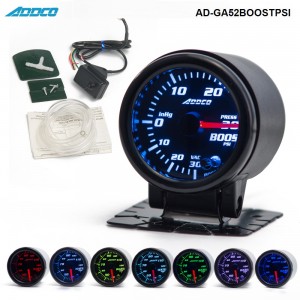  Car Auto 12V 52mm/2" 7 Colors Universal PSI Turbo Boost Gauge LED With Sensor and Holder AD-GA52BOOSTPSI