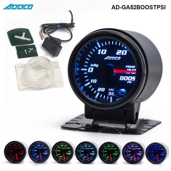Car Auto 12V 52mm/2" 7 Colors Universal PSI Turbo Boost Gauge LED With Sensor and Holder AD-GA52BOOSTPSI Car Auto 12V 52mm/2" 7 Colors Universal PSI Turbo Boost Gauge LED With Sensor and Holder AD-GA52BOOSTPSI