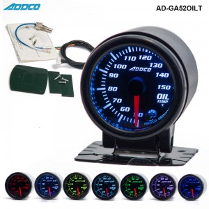 Car Auto 12V 52mm/2" 7 Colors Universal Oil Temp Gauge LED With Sensor and Holder AD-GA52OILT