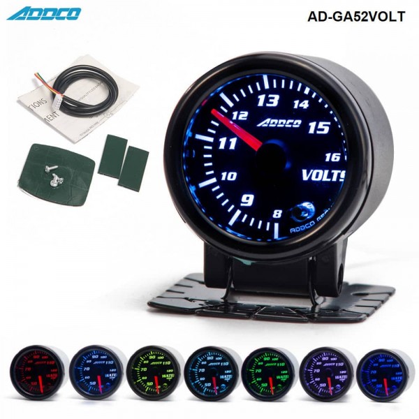  2" 52mm 7 Color LED Smoke Face Water Temp gauge Water Temperature Meter With Sensor Car meter Auto Gauge AD-GA52WAT