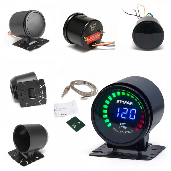 New ! Epman Racing 2" 52mm Smoked Digital Color Analog LED Exhaust Gas Temp Temperature EXT Gauge With Sensor EP-GA50EXTT New ! Epman Racing 2" 52mm Smoked Digital Color Analog LED Exhaust Gas Temp Temperature EXT Gauge With Sensor EP-GA50EXTT