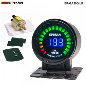 New ! Epman Racing 2" 52mm Smoked Digital Color Analog LED Psi/Bar Oil Press Pressure Meter Gauge With Sensor EP-GA50OILP
