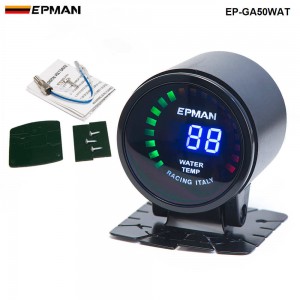 New ! Epman Racing 2" 52mm Smoked Digital Color Analog Water Temperature Temp Meter with Sensor bracket EP-GA50WAT