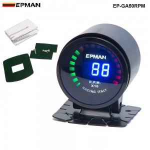 New ! Epman Racing 2" 52mm Smoked Digital Color Analog RPM Tacho Tachometer Gauge Meter with bracket EP-GA50rpm