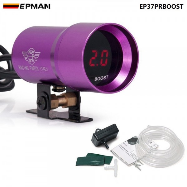 EPMAN 37mm  Compact Micro Digital Smoked Boost Bar Gauge Universal 3-4-6-8 Cylinder Engines Black Car Boost Meter EP37BKBOOST