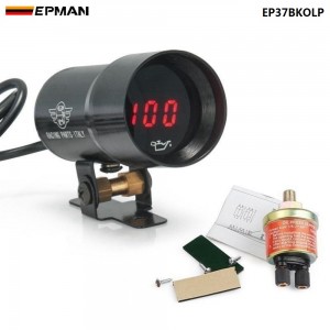 EPMAN 37mm MICRO DIGITAL SMOKED OIL PRESSURE GAUGE UNIVERSAL 4-6-8 CYLINDER ENGINES sensor NTP 1/8 (Unit:PSI) EP37BKOLP