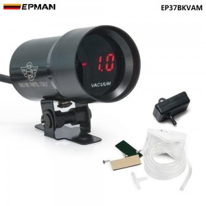 EPMAN 37mm Compact Micro Digital Smoked Lens Vacuum Gauge Black Car Auto Meter EP37BKVAM