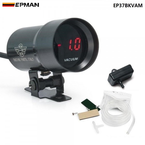 EPMAN 37mm Compact Micro Digital Smoked Lens Vacuum Gauge Black Car Auto Meter EP37BKVAM