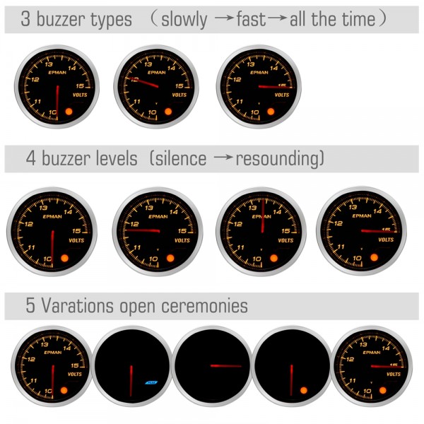 EPMAN 2" 52mm Turbo Boost Oil Pressure Oil Temp  Water Temperature Tachometer Volt Gauge EXT EGT Meter 10 Color Digital LED Display Car Meter 