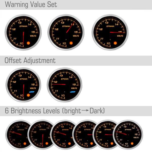 EPMAN Car Auto 12V 2" 52mm Universal PSI Turbo Boost Gauge 10 Colors Digital LED Display Car Meter With Holder EPXX708