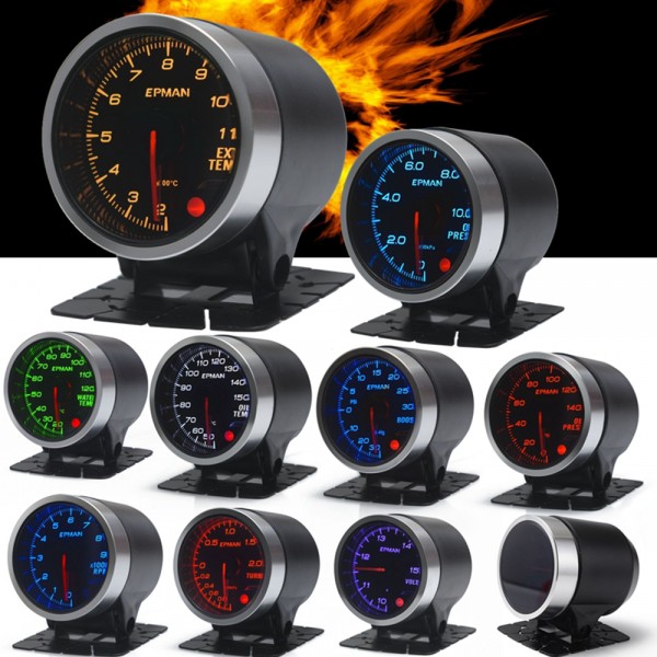 EPMAN 12V 2" 52mm Universal Car Auto Tachometer Gauge Meter RPM 10 Colors Digital LED Display Car Meter With Holder EPXX706