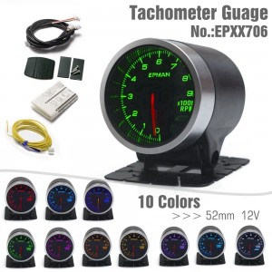 EPMAN 12V 2" 52mm Universal Car Auto Tachometer Gauge Meter RPM 10 Colors Digital LED Display Car Meter With Holder EPXX706