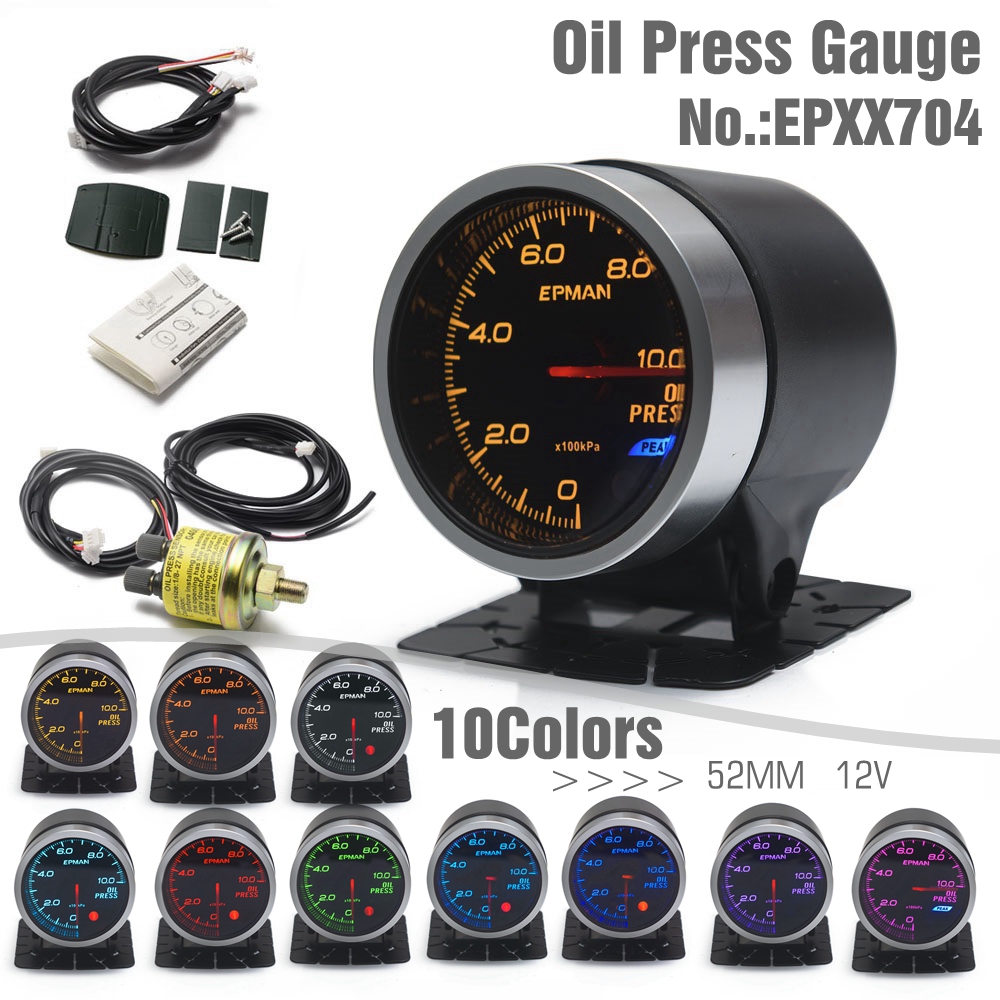 2" Electronic Oil Press Pressure Gauge Meter 7 colorz Model Digital LED 52mm 